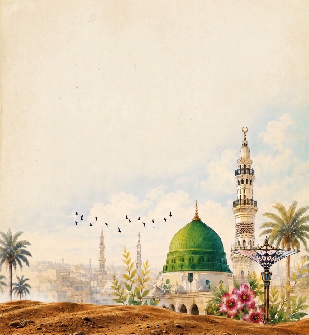 Green Dome of Masjid An-Nabawi in Madinah